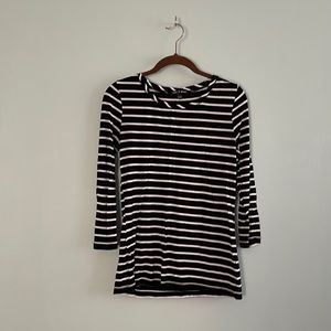 Cable & Gauge Size S Black and White Striped 3/4 Sleeve Shirt